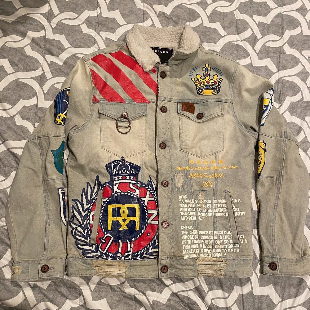 Reason New York Faux Fur Denim Jacket (M)